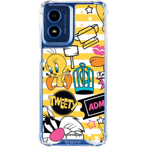 Looney Tunes Tweety and Sylvester Striped Patches Moto G 5G (2024) Clear Case
